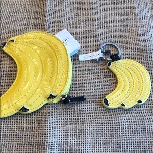 Whimsical Coach Banana Coin Purse with Key ring.